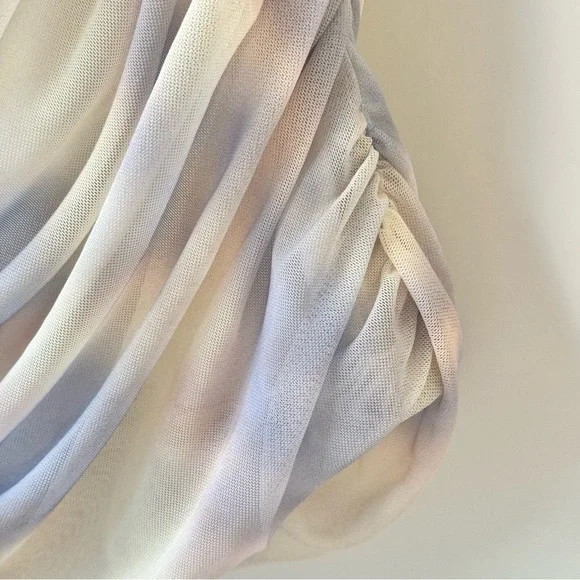 NEW | ZARA MESH PASTEL TIE DYE RUCHED CUT OUT SLEEVELESS MINI DRESS - Picture 6 of 9